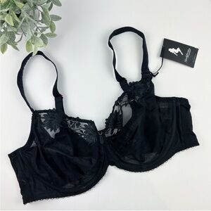 Sculptresse Nico Embroidered Tulle Balconette Bra Size 44E Black